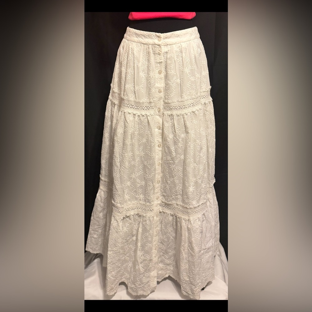Sugar Thrillz White Embroidered Maxi Skirt